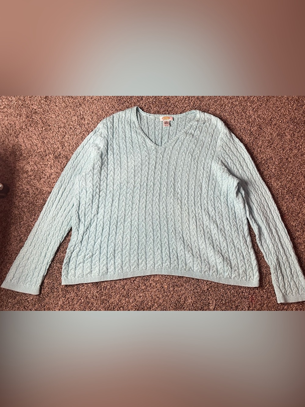 Talbots Light Blue Cable-Knit V-Neck Sweater